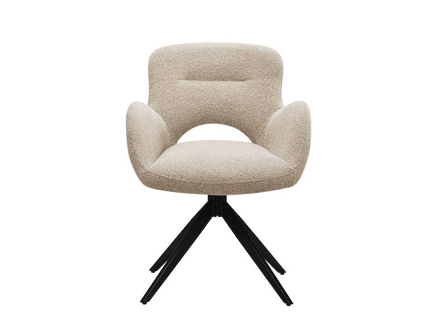 Colenis - olena eetkamerstoelen - set van 4 - beige - chenille stof - luxe gestoffeerde zitting - industrieel design - metalen poten - afbeelding 4 van  5