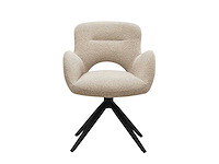 Colenis - olena eetkamerstoelen - set van 4 - beige - chenille stof - luxe gestoffeerde zitting - industrieel design - metalen poten - afbeelding 4 van  5