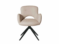 Colenis - olena eetkamerstoelen - set van 4 - licht beige - linnen stof - luxe gestoffeerde zitting - industrieel design - metalen poten - afbeelding 4 van  6