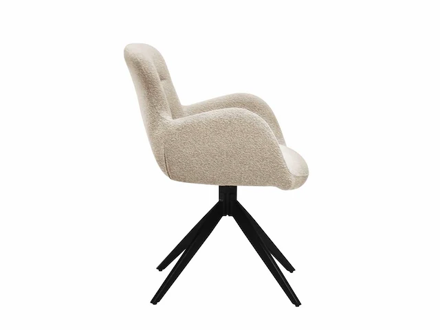 Colenis - olena eetkamerstoelen - set van 6 - beige - bouclé stof - luxe gestoffeerde zitting - industrieel design - metalen poten - stoel - afbeelding 2 van  5