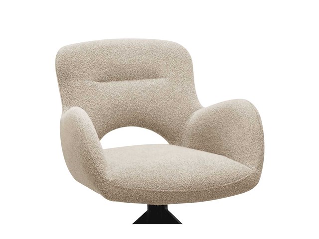 Colenis - olena eetkamerstoelen - set van 6 - beige - chenille stof - luxe gestoffeerde zitting - industrieel design - metalen poten - afbeelding 5 van  5