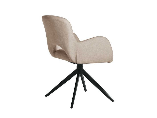 Colenis - olena eetkamerstoelen - set van 6 - licht beige - linnen stof - luxe gestoffeerde zitting - industrieel design - metalen poten - afbeelding 2 van  6