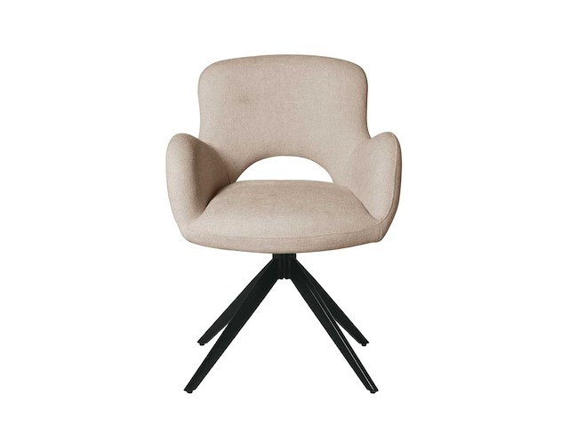 Colenis - olena eetkamerstoelen - set van 6 - licht beige - linnen stof - luxe gestoffeerde zitting - industrieel design - metalen poten - afbeelding 4 van  6