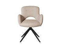 Colenis - olena eetkamerstoelen - set van 6 - licht beige - linnen stof - luxe gestoffeerde zitting - industrieel design - metalen poten - afbeelding 4 van  6