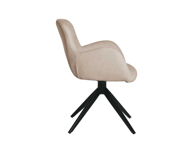 Colenis - olena eetkamerstoelen - set van 6 - licht beige - linnen stof - luxe gestoffeerde zitting - industrieel design - metalen poten - afbeelding 5 van  6