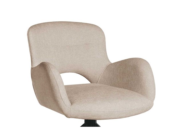 Colenis - olena eetkamerstoelen - set van 6 - licht beige - linnen stof - luxe gestoffeerde zitting - industrieel design - metalen poten - afbeelding 6 van  6