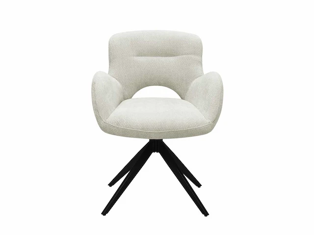 Colenis - olena eetkamerstoelen - set van 6 - taupe - linnen stof - luxe gestoffeerde zitting - industrieel design - metalen poten - afbeelding 4 van  6