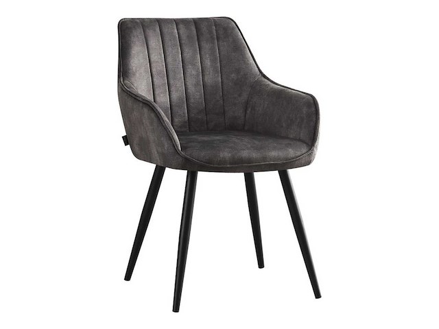 Colenis - ozzy eetkamerstoel - set van 4 - antraciet - adoré velvet - industrieel - met armleuning - afbeelding 1 van  3