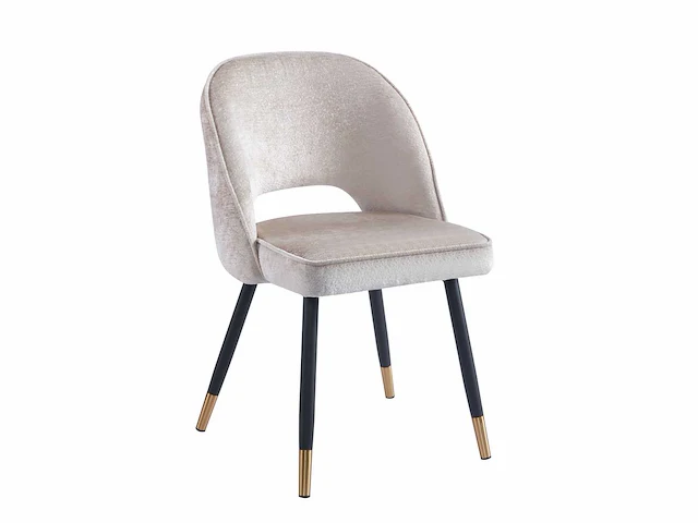 Colenis - richard eetkamerstoel - set van 4 - beige - chenille stof - zwarte gouden poten - eetkamerstoelen - afbeelding 1 van  1