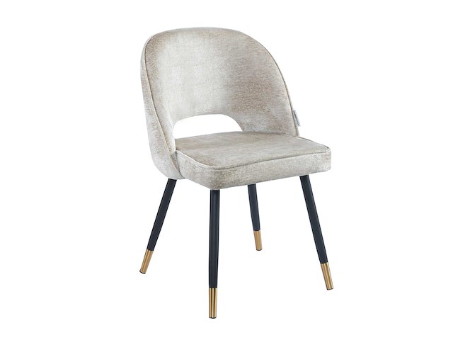 Colenis - richard eetkamerstoel - set van 4 - beige - velvet - zwarte gouden poten - eetkamerstoelen - afbeelding 1 van  2