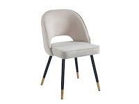 Colenis - richard eetkamerstoel - set van 4 - taupe - chenille stof - zwarte gouden poten - eetkamerstoelen - afbeelding 1 van  3