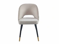 Colenis - richard eetkamerstoel - set van 6 - taupe - chenille stof - zwarte gouden poten - eetkamerstoelen - afbeelding 2 van  3