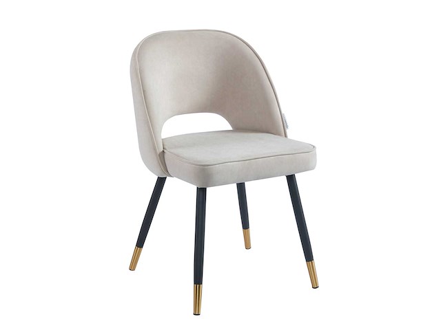 Colenis - richard eetkamerstoel - set van 6 - taupe - chenille stof - zwarte gouden poten - eetkamerstoelen - afbeelding 1 van  3