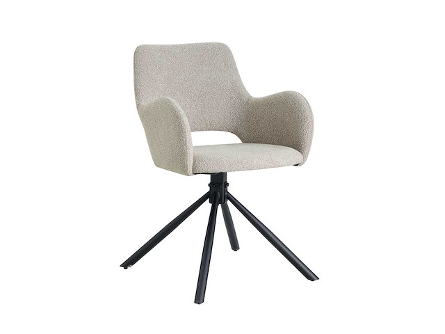 Colenis - roma eetkamerstoel - set van 4 - beige - bouclé - design - industrieel - metalen poten - afbeelding 1 van  3