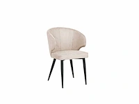 Colenis - sara eetkamerstoel - set van 4 - beige - chenille stof - industrieel - zwarte poten - afbeelding 1 van  5