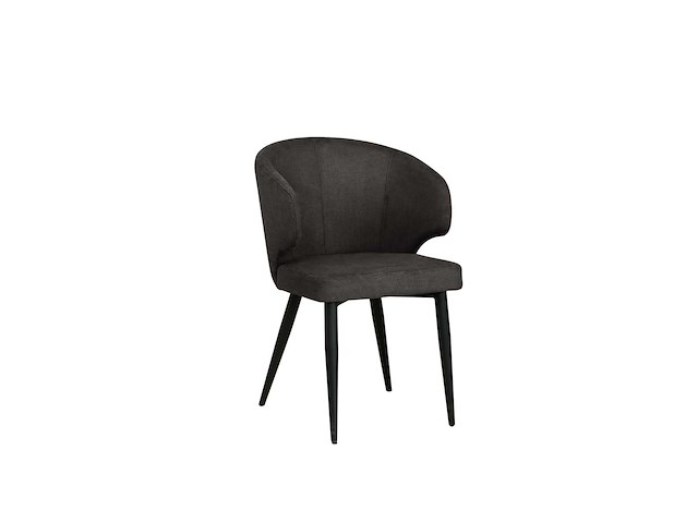 Colenis - sara eetkamerstoel - set van 6 - grijs - linnen stof - industrieel - zwarte poten - afbeelding 1 van  5