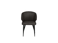 Colenis - sara eetkamerstoel - set van 6 - grijs - linnen stof - industrieel - zwarte poten - afbeelding 2 van  5