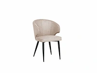 Colenis - sara eetkamerstoel - set van 6 - taupe - chenille stof - industrieel - zwarte poten - afbeelding 1 van  5