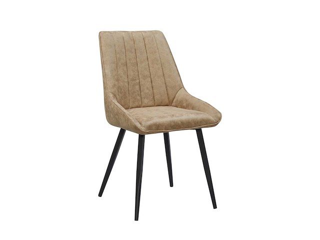 Colenis - skandi eetkamerstoel - set van 6 - beige - microvezel - microfiber - industrieel - design - comfortabele en duurzame eetkamerstoelen - afbeelding 1 van  4