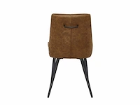 Colenis - skandi eetkamerstoel - set van 6 - cognac - microvezel - microfiber - industrieel - design - comfortabele en duurzame eetkamerstoelen - afbeelding 2 van  4
