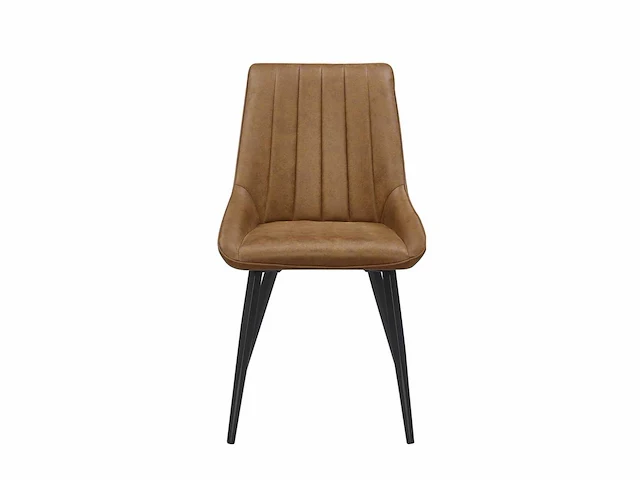 Colenis - skandi eetkamerstoel - set van 6 - cognac - microvezel - microfiber - industrieel - design - comfortabele en duurzame eetkamerstoelen - afbeelding 3 van  4