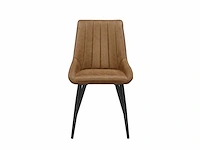 Colenis - skandi eetkamerstoel - set van 6 - cognac - microvezel - microfiber - industrieel - design - comfortabele en duurzame eetkamerstoelen - afbeelding 3 van  4