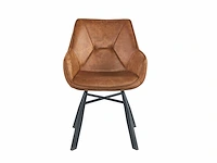 Colenis - solido eetkamerstoel - set van 4 - cognac - microfiber stof - industrieel - met armleuning - stoel - afbeelding 2 van  3
