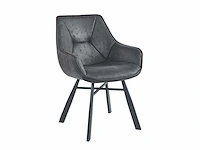 Colenis - solido eetkamerstoel - set van 6 - antraciet - microfiber stof - industrieel - met armleuning - stoel - afbeelding 1 van  3