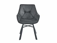 Colenis - solido eetkamerstoel - set van 6 - antraciet - microfiber stof - industrieel - met armleuning - stoel - afbeelding 2 van  3