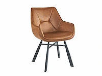 Colenis - solido eetkamerstoel - set van 6 - cognac - microfiber stof - industrieel - met armleuning - stoel - afbeelding 1 van  2