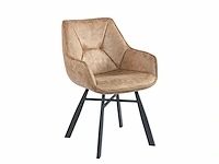 Colenis - solido eetkamerstoel - set van 6 - wood - microfiber stof - industrieel - met armleuning - stoel - afbeelding 1 van  2