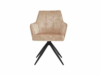 Colenis - sophie eetkamerstoel - set van 6 - beige - adoré velvet - met armleuning - afbeelding 2 van  4