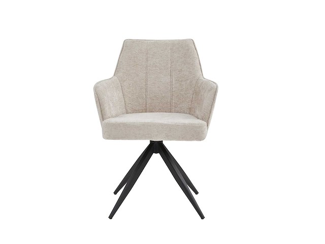 Colenis - sophie eetkamerstoel - set van 6 - beige - chenille stof - met armleuning - afbeelding 2 van  3