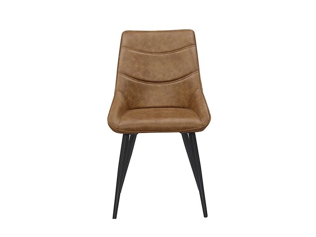 Colenis - svensk eetkamerstoel - set van 4 - cognac - microvezel - microfiber - industrieel - design - comfortabele en duurzame eetkamerstoelen - afbeelding 3 van  4