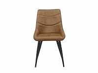 Colenis - svensk eetkamerstoel - set van 6 - cognac - microvezel - microfiber - industrieel - design - comfortabele en duurzame eetkamerstoelen - afbeelding 3 van  4
