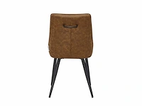 Colenis - svensk eetkamerstoel - set van 6 - cognac - microvezel - microfiber - industrieel - design - comfortabele en duurzame eetkamerstoelen - afbeelding 4 van  4