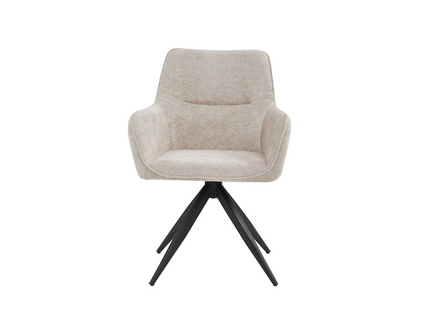 Colenis - tess eetkamerstoel - set van 6 - beige - chenille stof - met armleuning - afbeelding 2 van  3