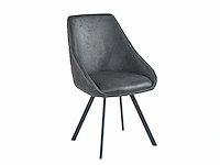Colenis - twisty eetkamerstoel - set van 4 - antraciet - microfiber - zwarte poten - afbeelding 1 van  3