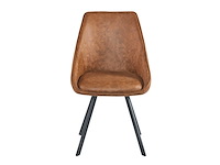 Colenis - twisty eetkamerstoel - set van 4 - cognac - microfiber - zwarte poten - afbeelding 2 van  4