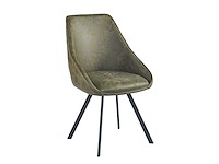 Colenis - twisty eetkamerstoel - set van 6 - groen - microfiber - zwarte poten - afbeelding 1 van  2