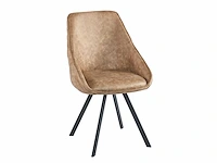 Colenis - twisty eetkamerstoel - set van 6 - wood - microfiber - zwarte poten - afbeelding 1 van  3