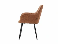 Colenis - veli eetkamerstoel - set van 4 - cognac - microfiber stof - met armleuning - afbeelding 2 van  3