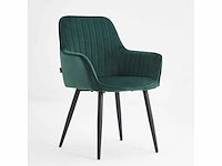 Colenis - veli eetkamerstoel - set van 4 - groen - velvet - met armleuning - afbeelding 1 van  4