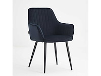 Colenis - veli eetkamerstoel - set van 4 - zwart - velvet - met armleuning - afbeelding 1 van  5