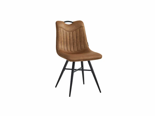 Colenis - verty eetkamerstoel - set van 4 - cognac - microvezel - microfiber - industrieel - design - afbeelding 1 van  3
