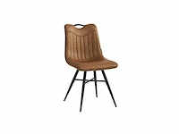 Colenis - verty eetkamerstoel - set van 6 - cognac - microvezel - microfiber - industrieel - design - afbeelding 1 van  4