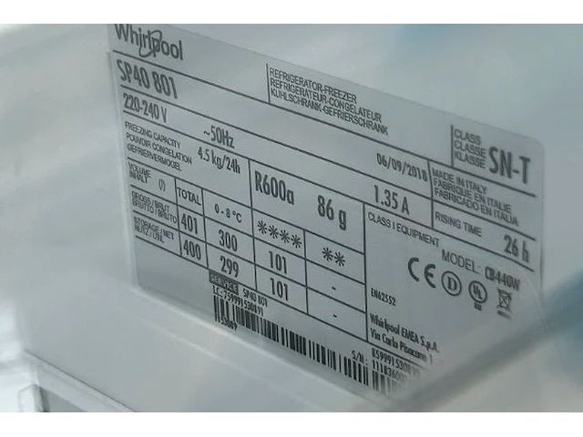 Combi koelkast whirlpool - afbeelding 8 van  10
