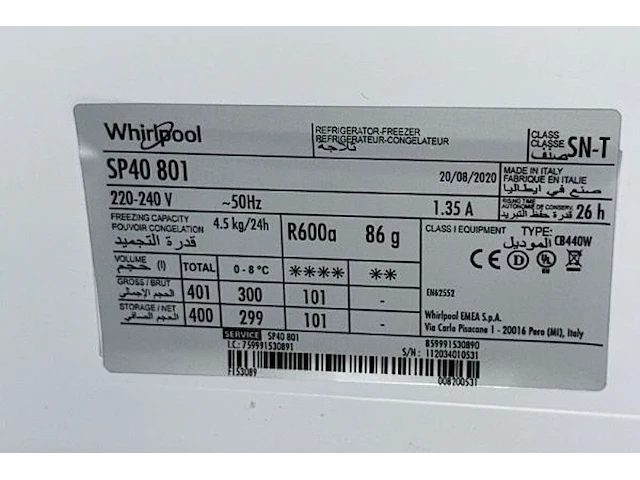 Combi koelkast whirlpool - afbeelding 6 van  9