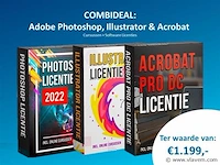 Combideal: adobe photoshop, adobe illustrator & adobe acrobat cursus + software