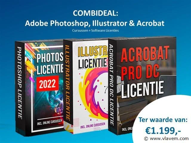 Combideal: adobe photoshop, adobe illustrator & adobe acrobat cursus + software - afbeelding 1 van  1